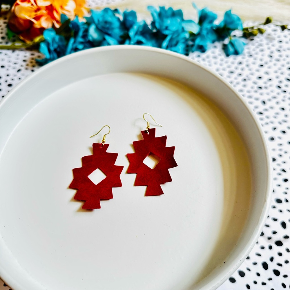 Aztec leather earrings